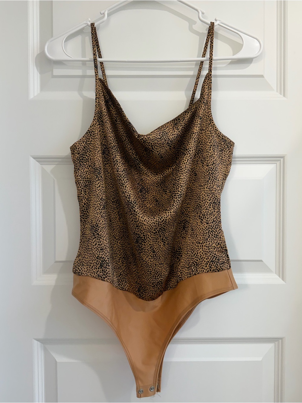 Sincerely Jules Leopard Print Cowl Neck Bodysuit